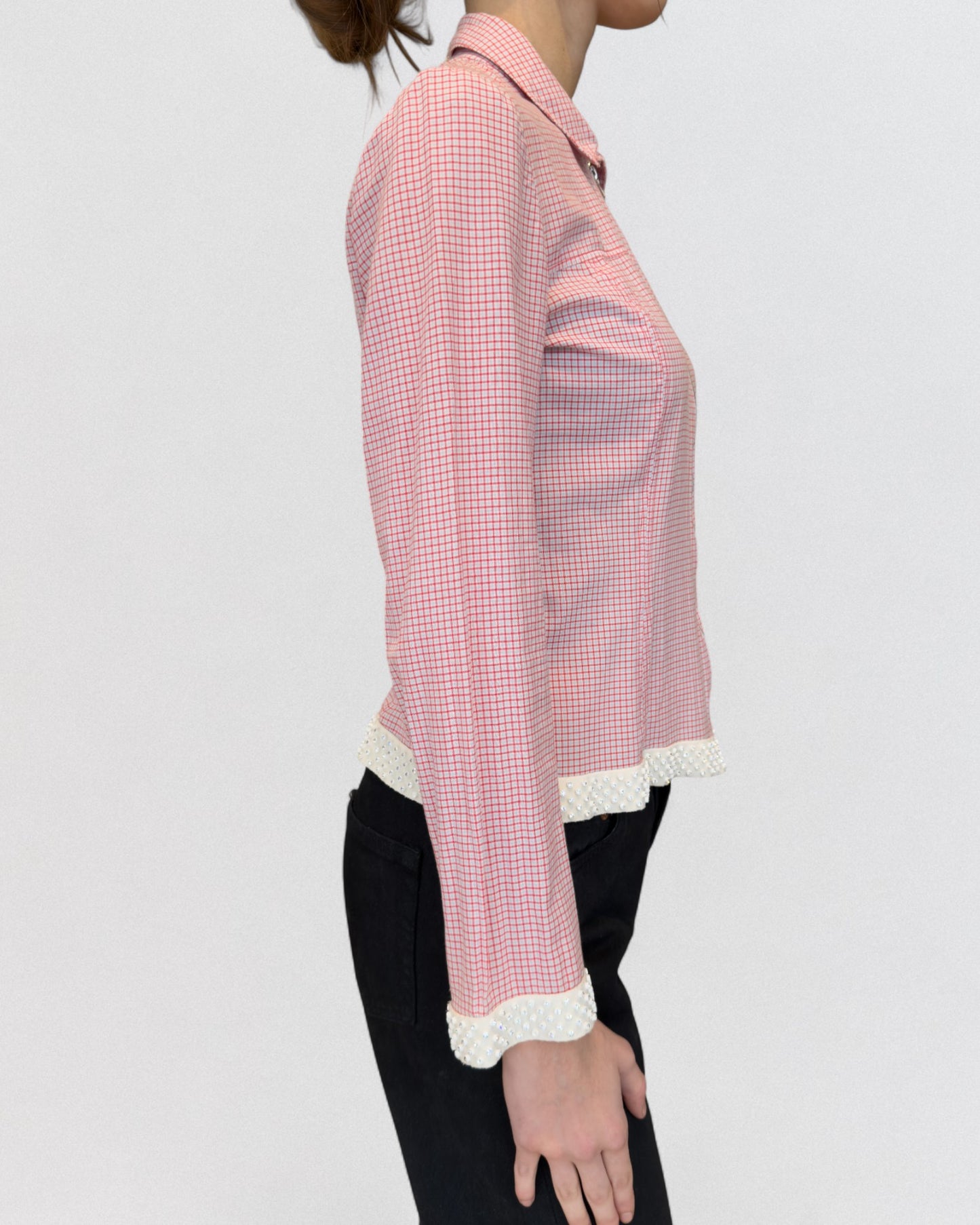 Miu Miu Spring 2000 Pink Rhinestone Trim Jacket