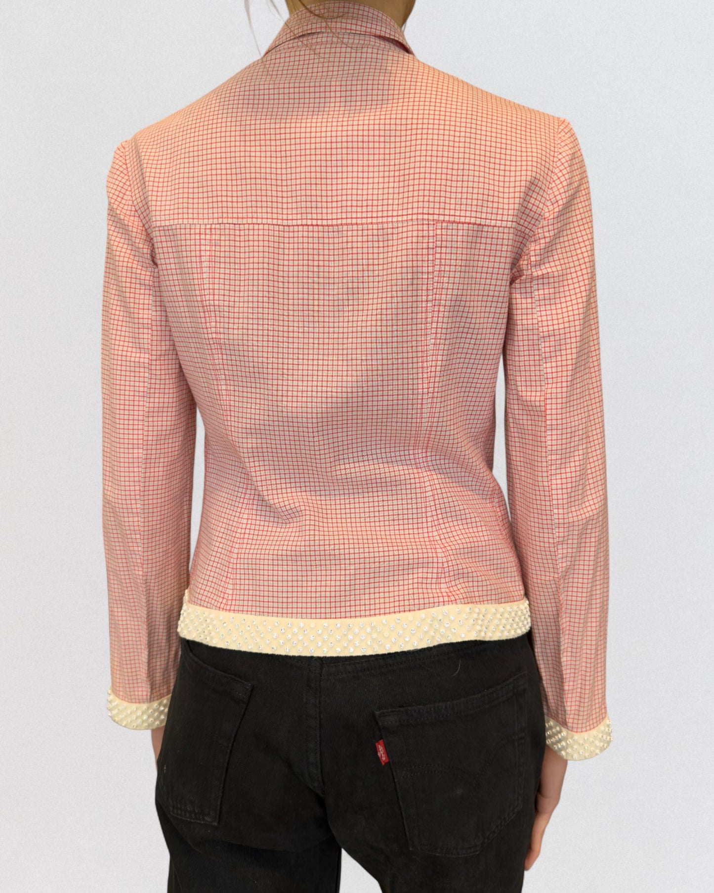 Miu Miu Spring 2000 Pink Rhinestone Trim Jacket