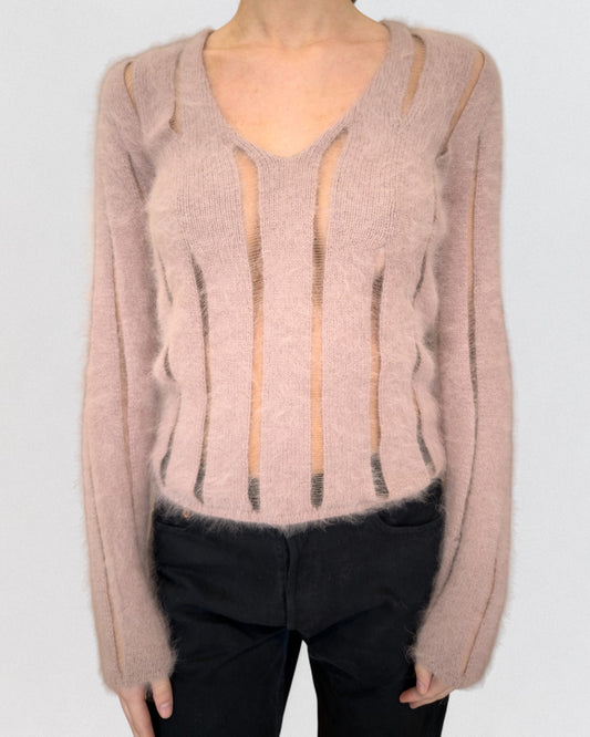 Yves Saint Laurent by Tom Ford Fall 2001 Angora Felted Pink Knit