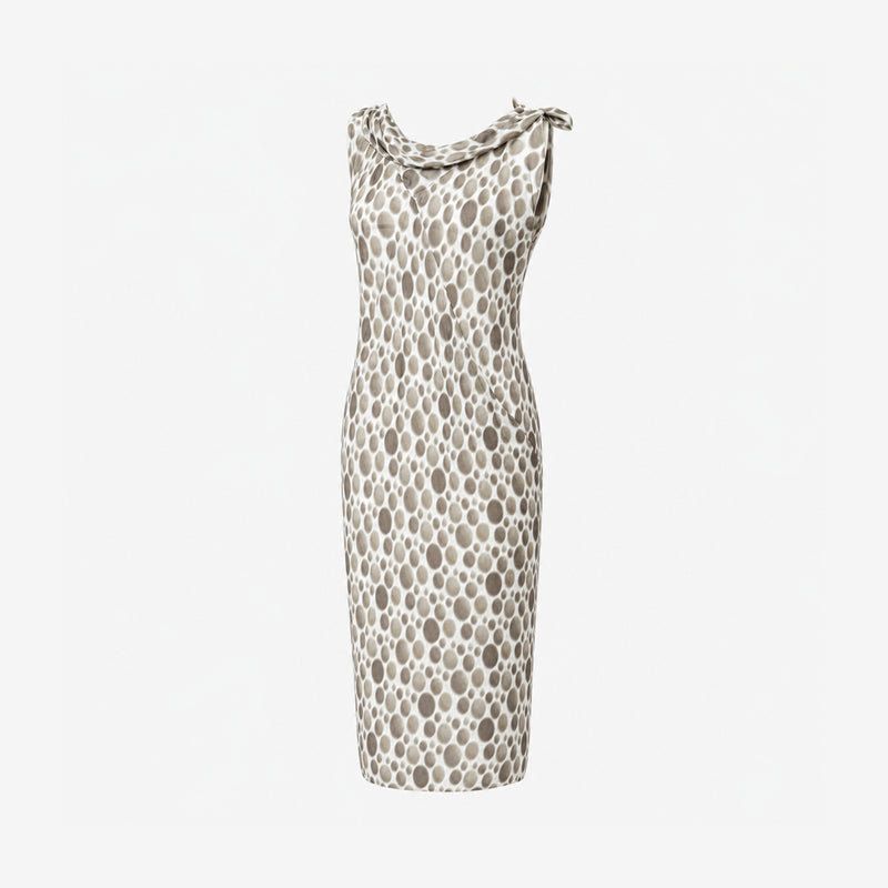 Rick Owens silk midi dress with asymmetrical draping, side silhouette detail