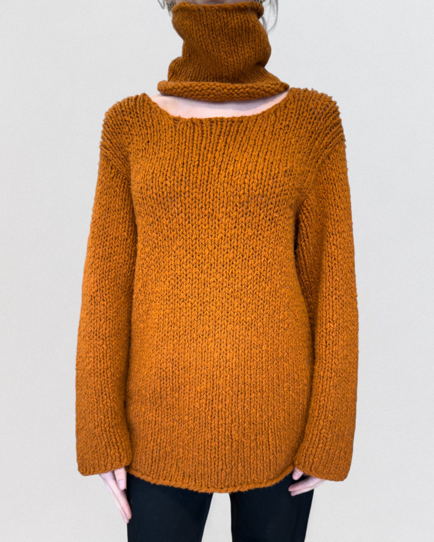 Hermès by Martin Margiela Fall 2000 Orange Cashmere Turtleneck Sweater