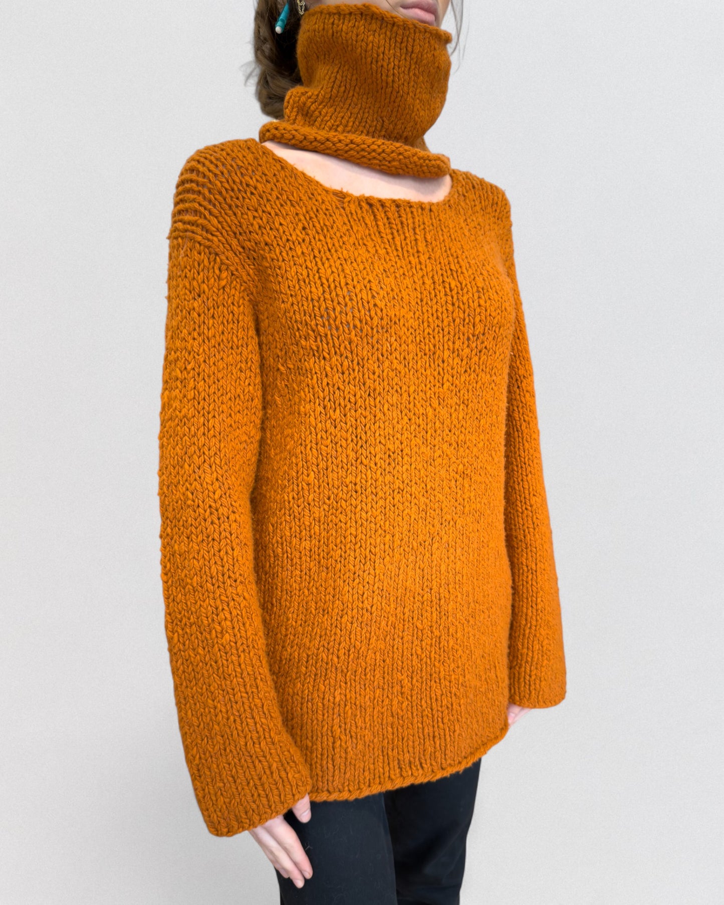 Hermès by Martin Margiela Fall 2000 Orange Cashmere Turtleneck Sweater