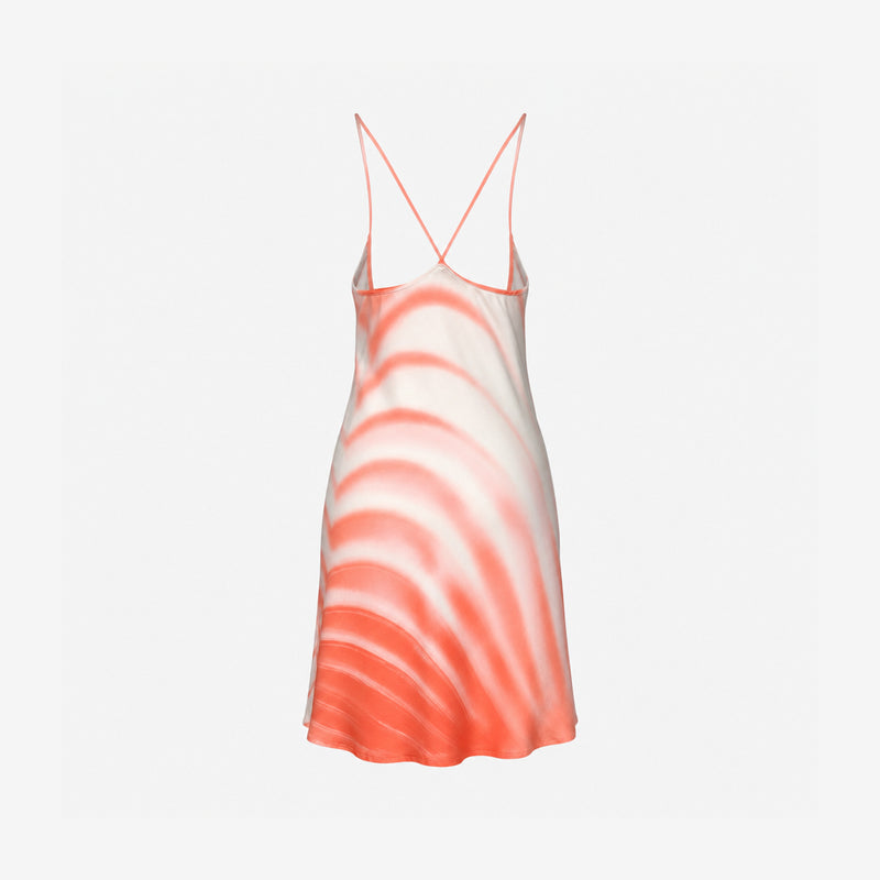 Coral and white psychedelic print silk slip dress by Roberto Cavalli, back view