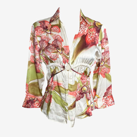 Roberto Cavalli S/S 2004 Silk Orchid Print Blouse