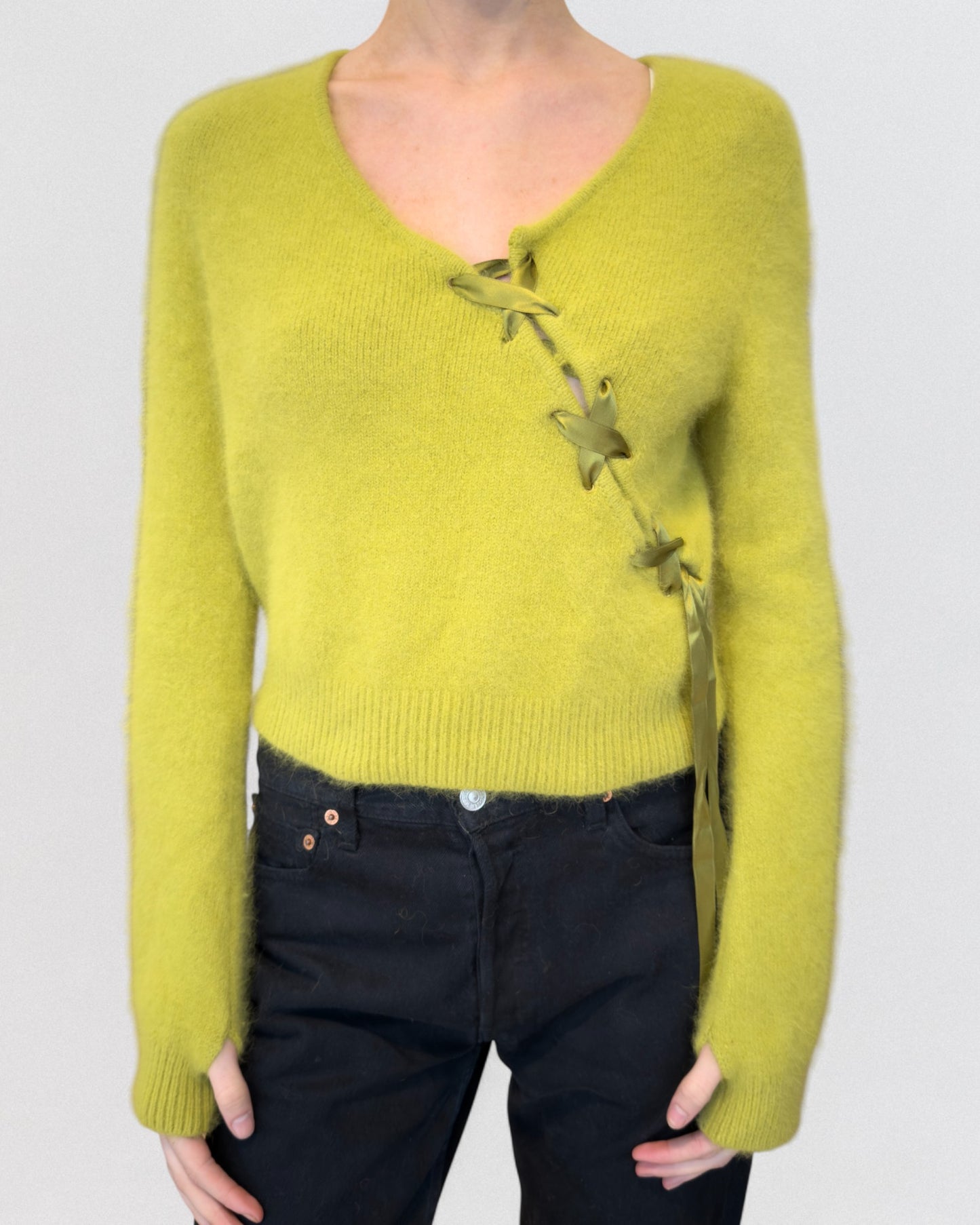 Christian Dior by John Galliano Fall 2000 Lace Up Angora Sweater