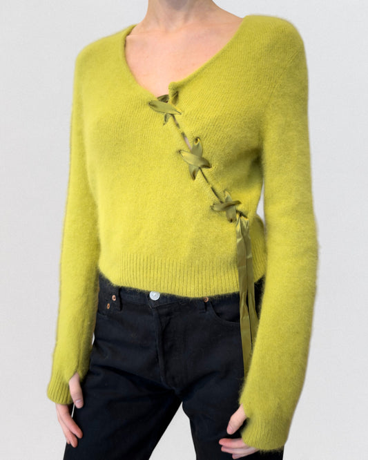 Christian Dior by John Galliano Fall 2000 Lace Up Angora Sweater