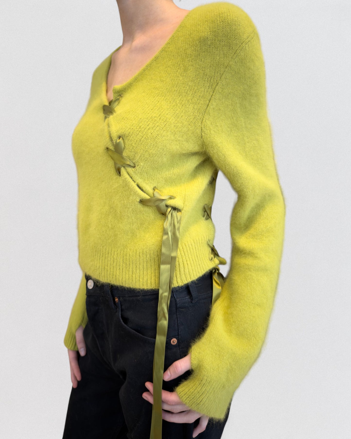 Christian Dior by John Galliano Fall 2000 Lace Up Angora Sweater