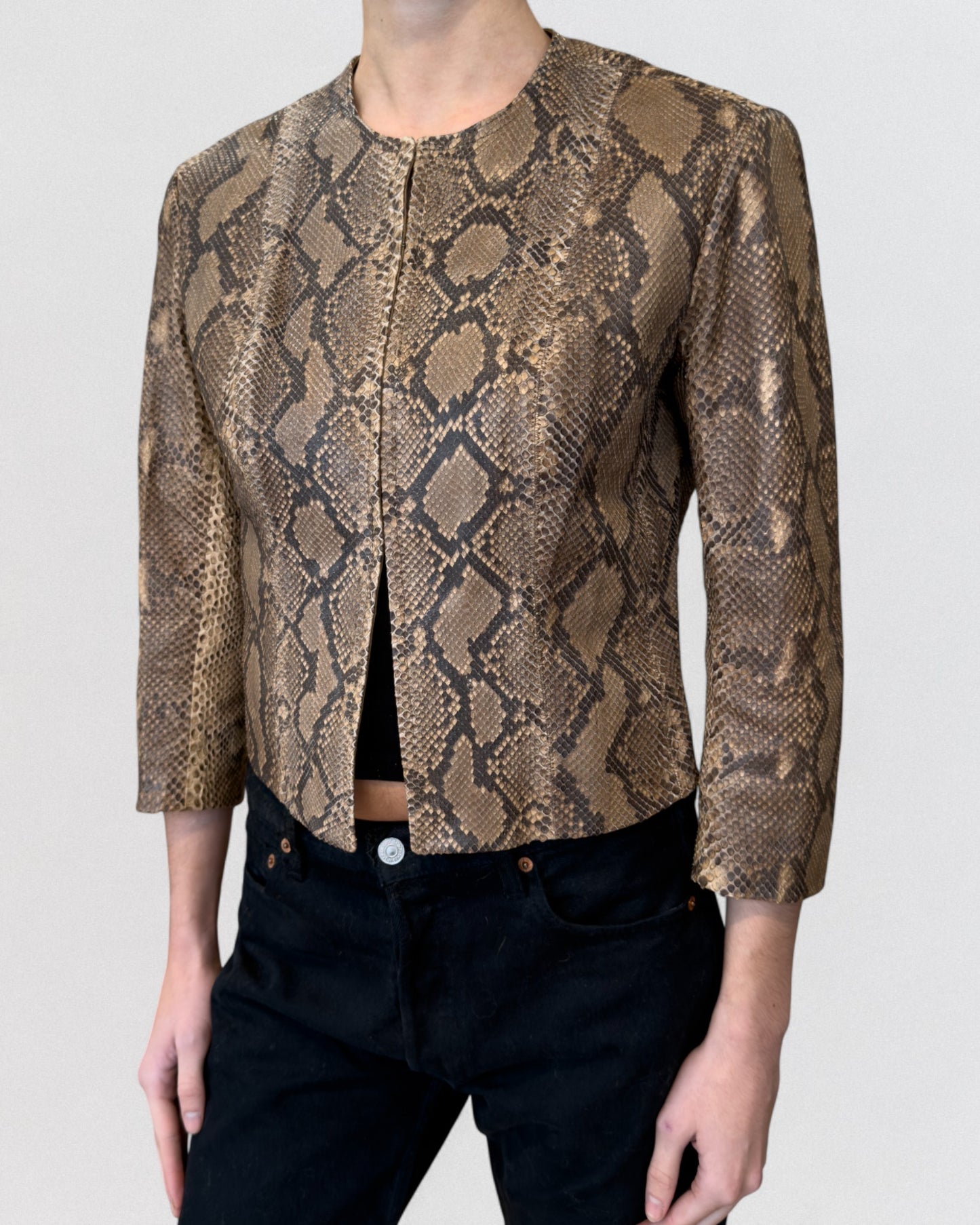 Plein Sud Spring 2000 Documented Python Snakeskin Leather Jacket
