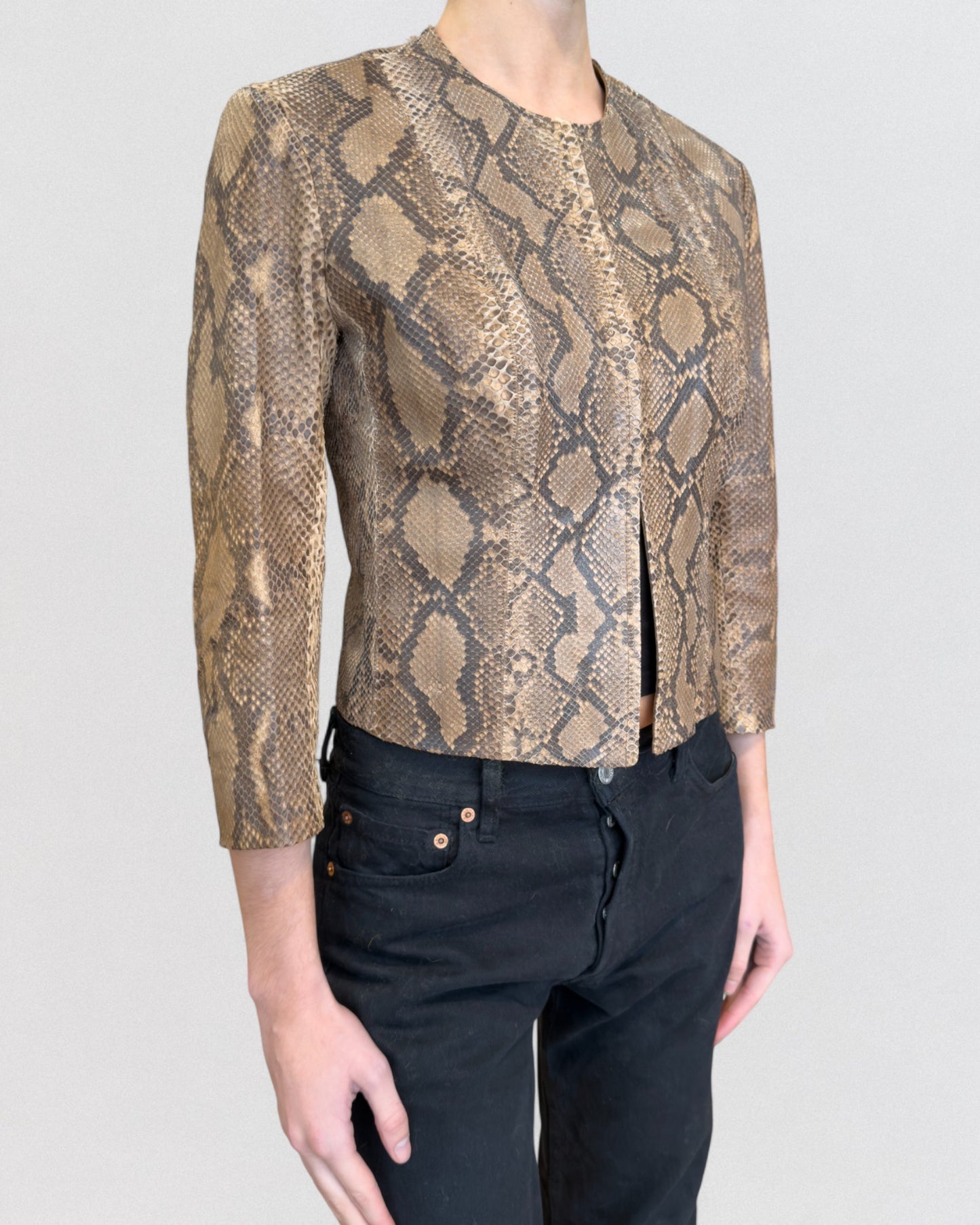 Plein Sud Spring 2000 Documented Python Snakeskin Leather Jacket