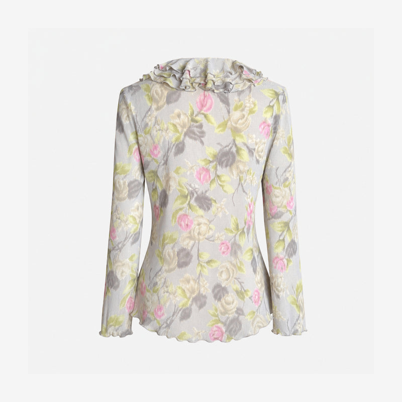 Long sleeve with fitted cuff and tie closure detail on Blumarine floral chiffon blouse