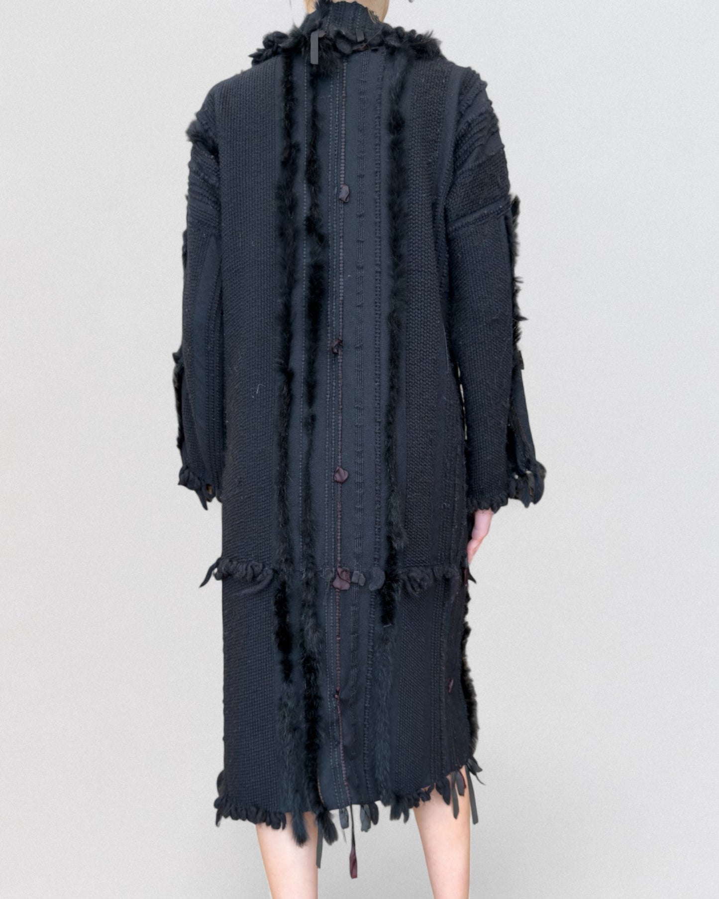 Gucci by Tom Ford Fall 2002 Wool and Fox Fur Coat and Skirt Ensemble