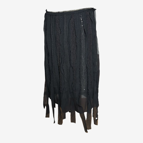 Alberta Ferretti  2000s Beaded Black Skirt