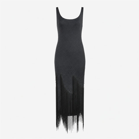 Roberto Cavalli Class Black Fringe Dress