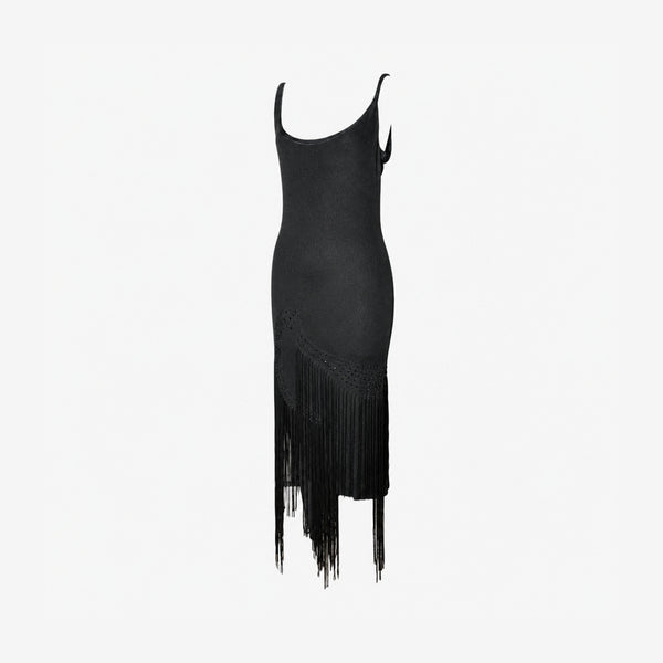 Roberto Cavalli Class Black Fringe Dress
