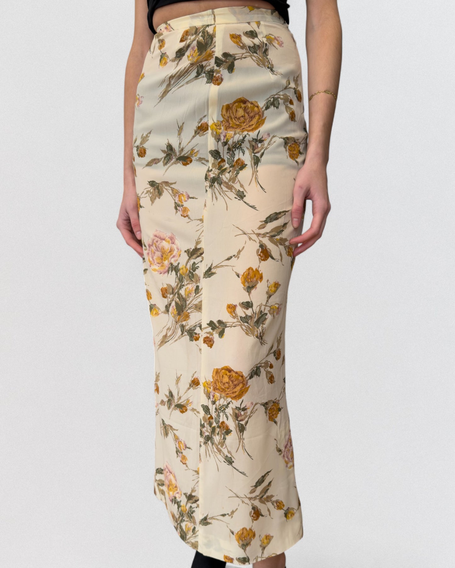 Dolce & Gabbana Spring 1997 Long Silk Floral Skirt