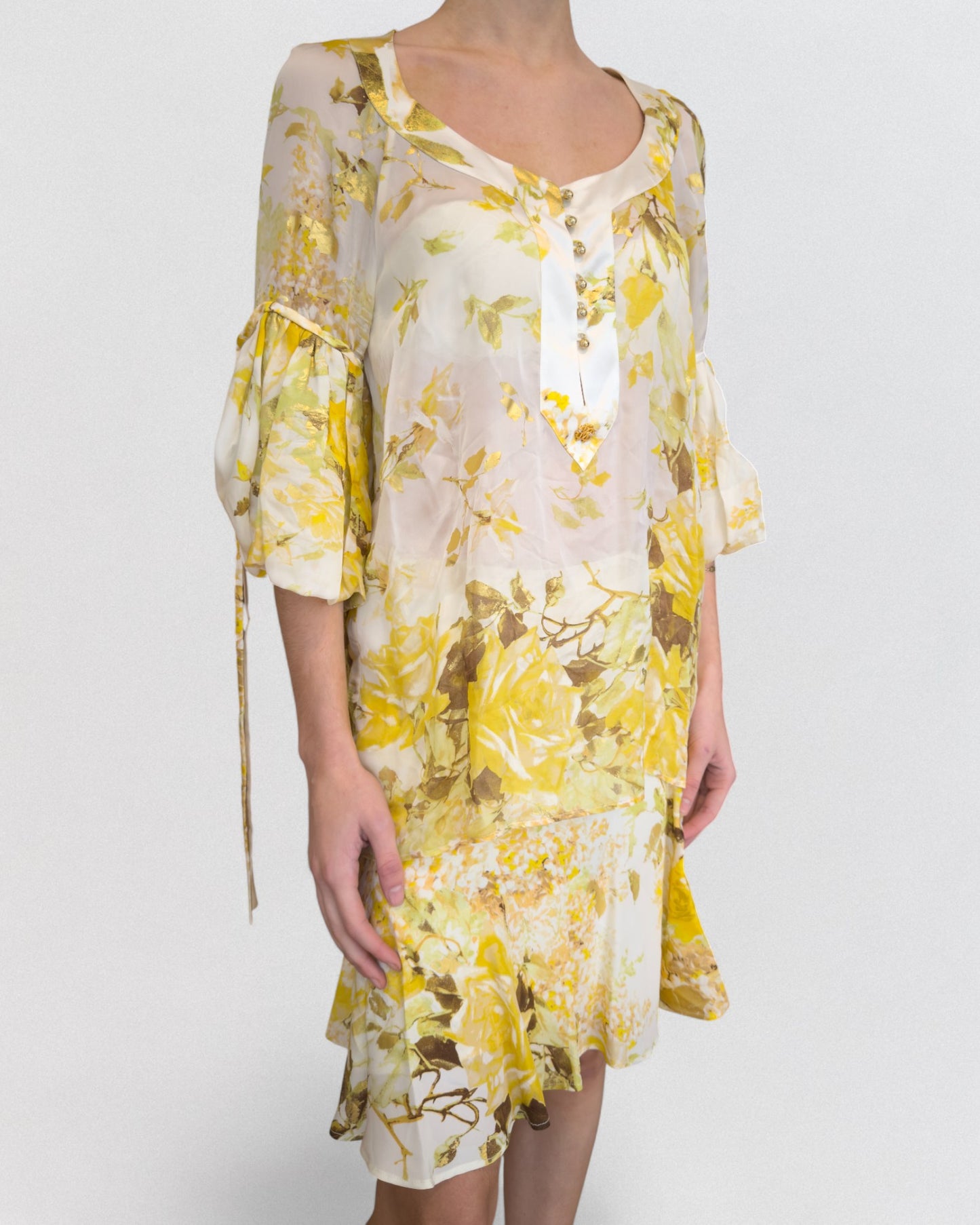 Roberto Cavalli Spring 2006 Silk Floral Yellow Ensemble