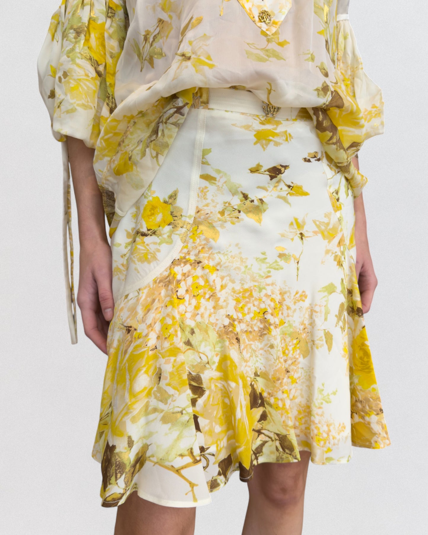 Roberto Cavalli Spring 2006 Silk Floral Yellow Ensemble