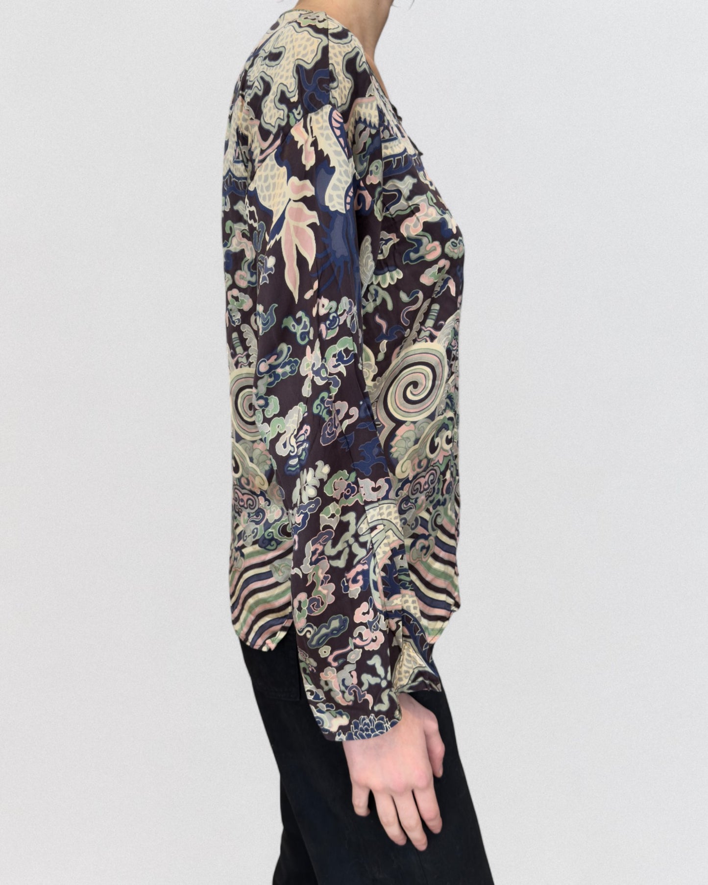 Yves Saint Laurent by Tom Ford Fall 2004 Chinoiserie Silk Top