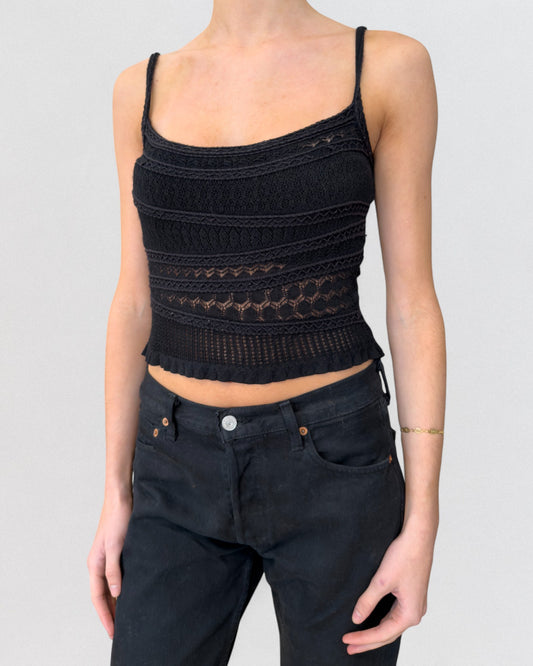 Christian Dior by John Galliano Fall 2000 Black Knitted Tank Top