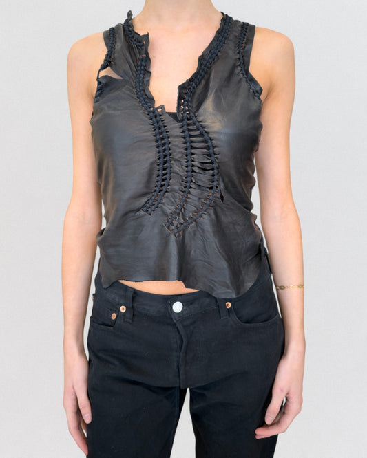Jean Paul Gaultier Spring 2001 Leather Asymetrical Tank Top