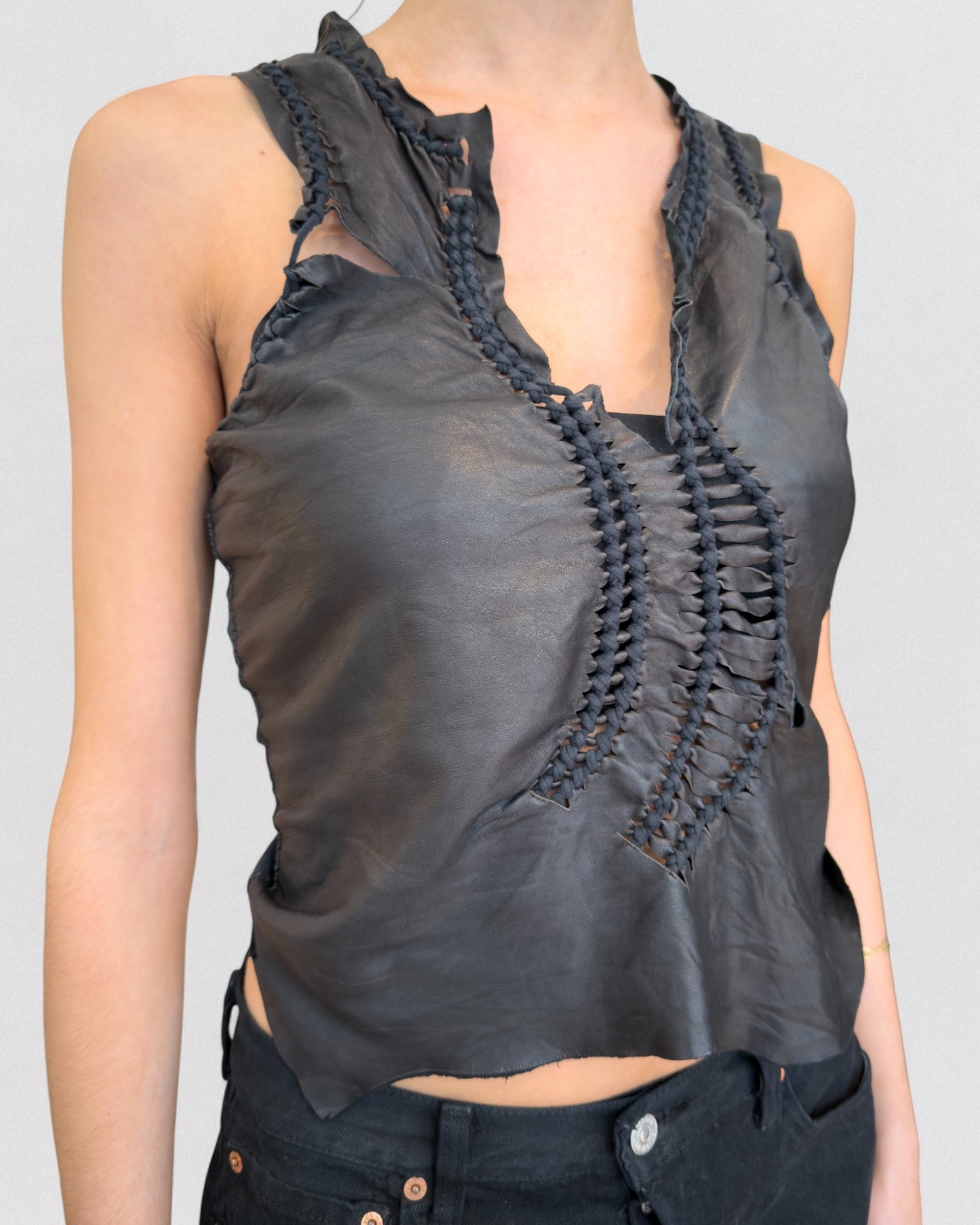Jean Paul Gaultier Spring 2001 Leather Asymetrical Tank Top