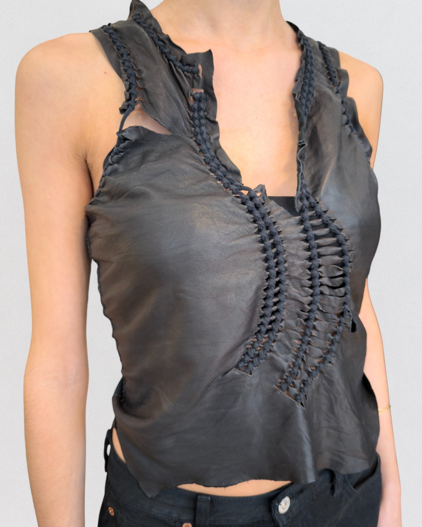 Jean Paul Gaultier Spring 2001 Leather Asymetrical Tank Top
