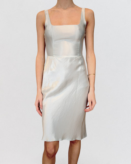 Miu Miu Fall 1995 Baby Blue Silk Midi Dress