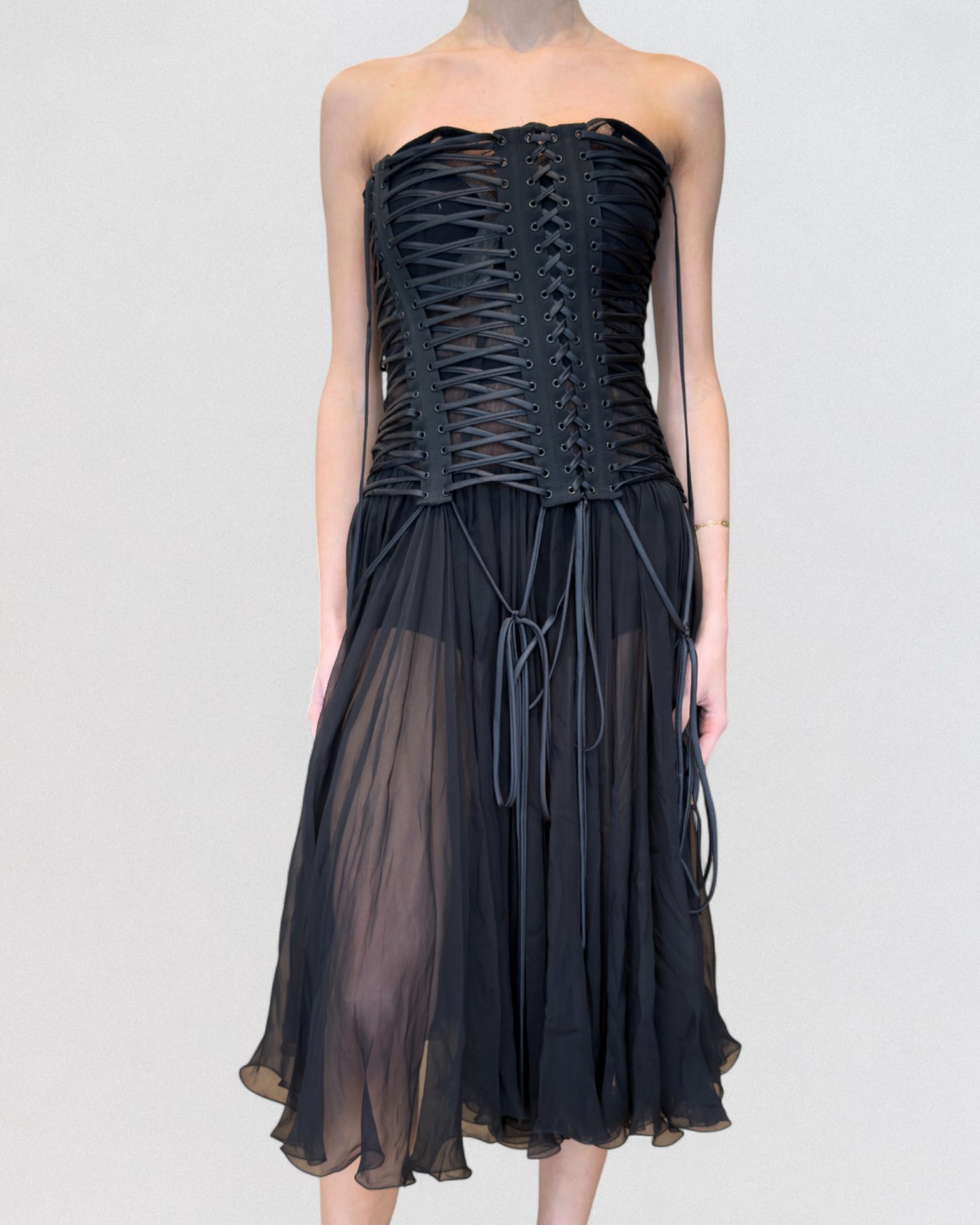 Dolce & Gabbana Spring 2018 Lace-Up Black Corset Dress