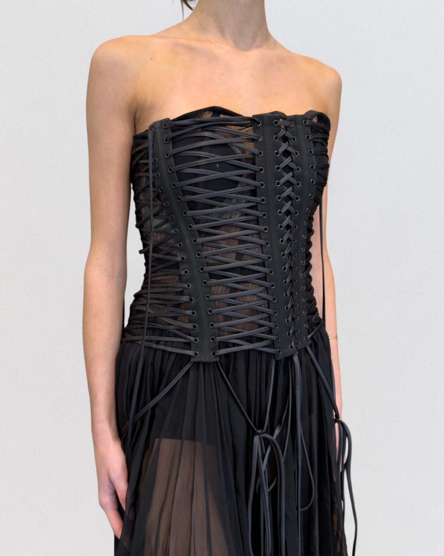 Dolce & Gabbana Spring 2018 Lace-Up Black Corset Dress