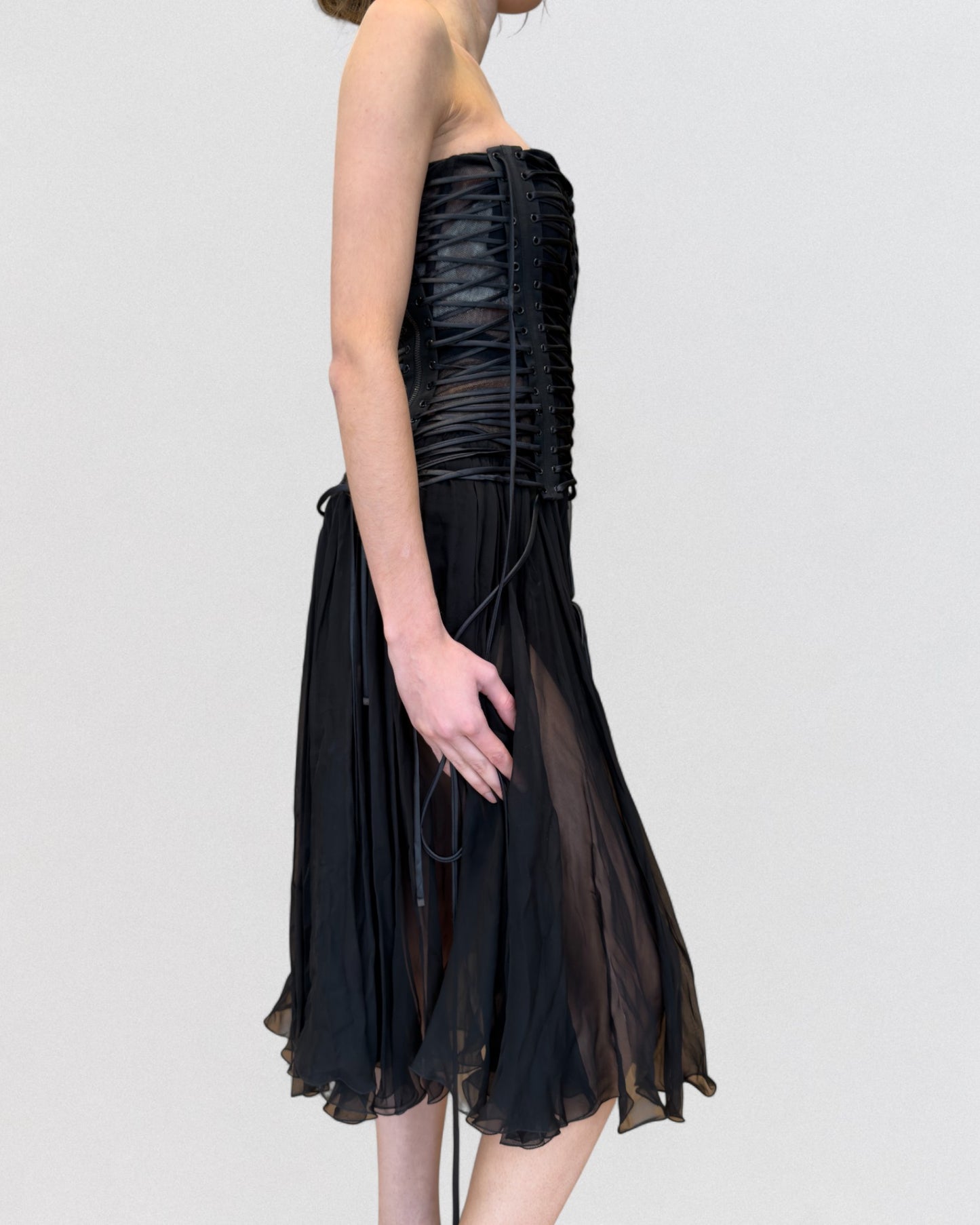 Dolce & Gabbana Spring 2018 Lace-Up Black Corset Dress