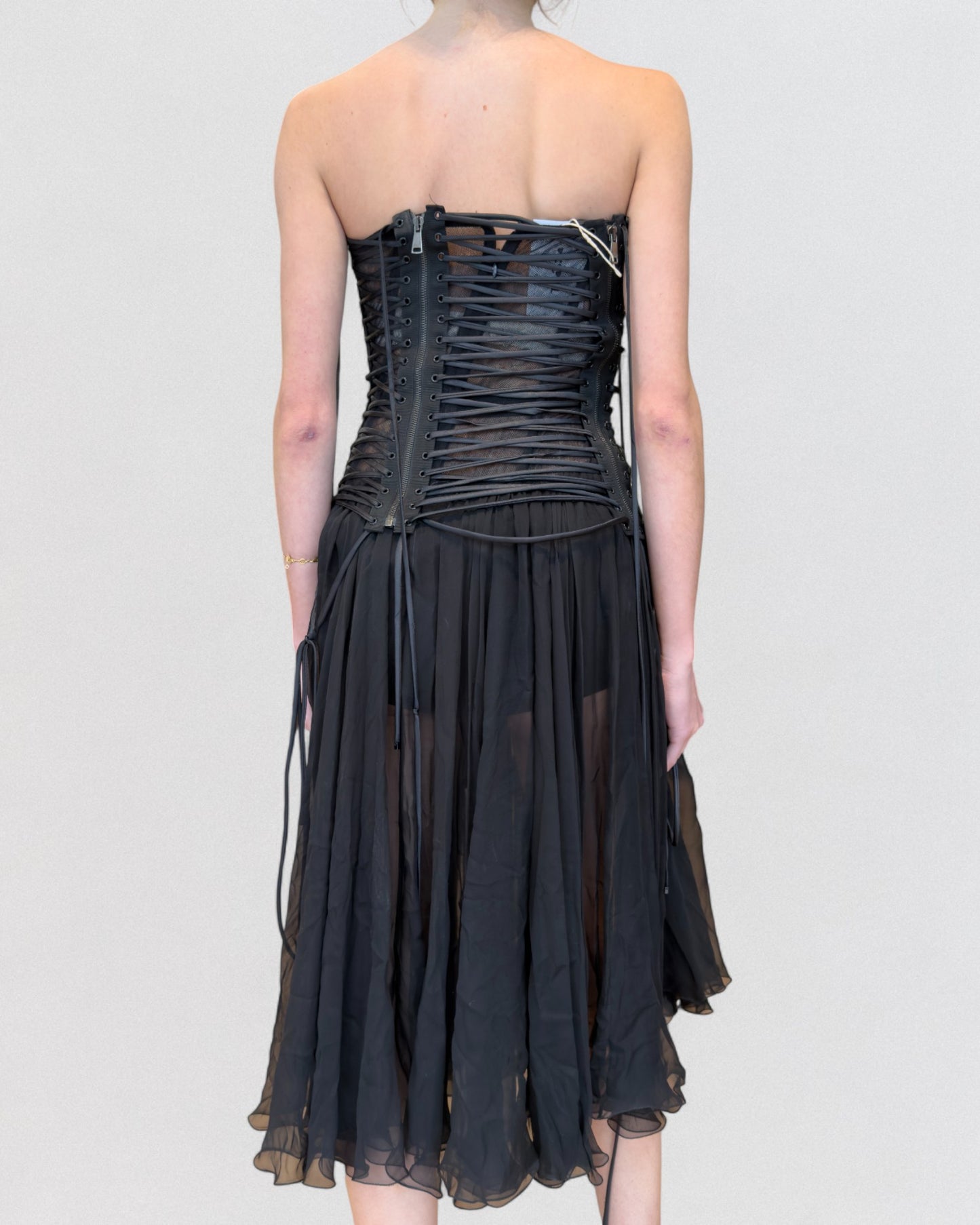 Dolce & Gabbana Spring 2018 Lace-Up Black Corset Dress