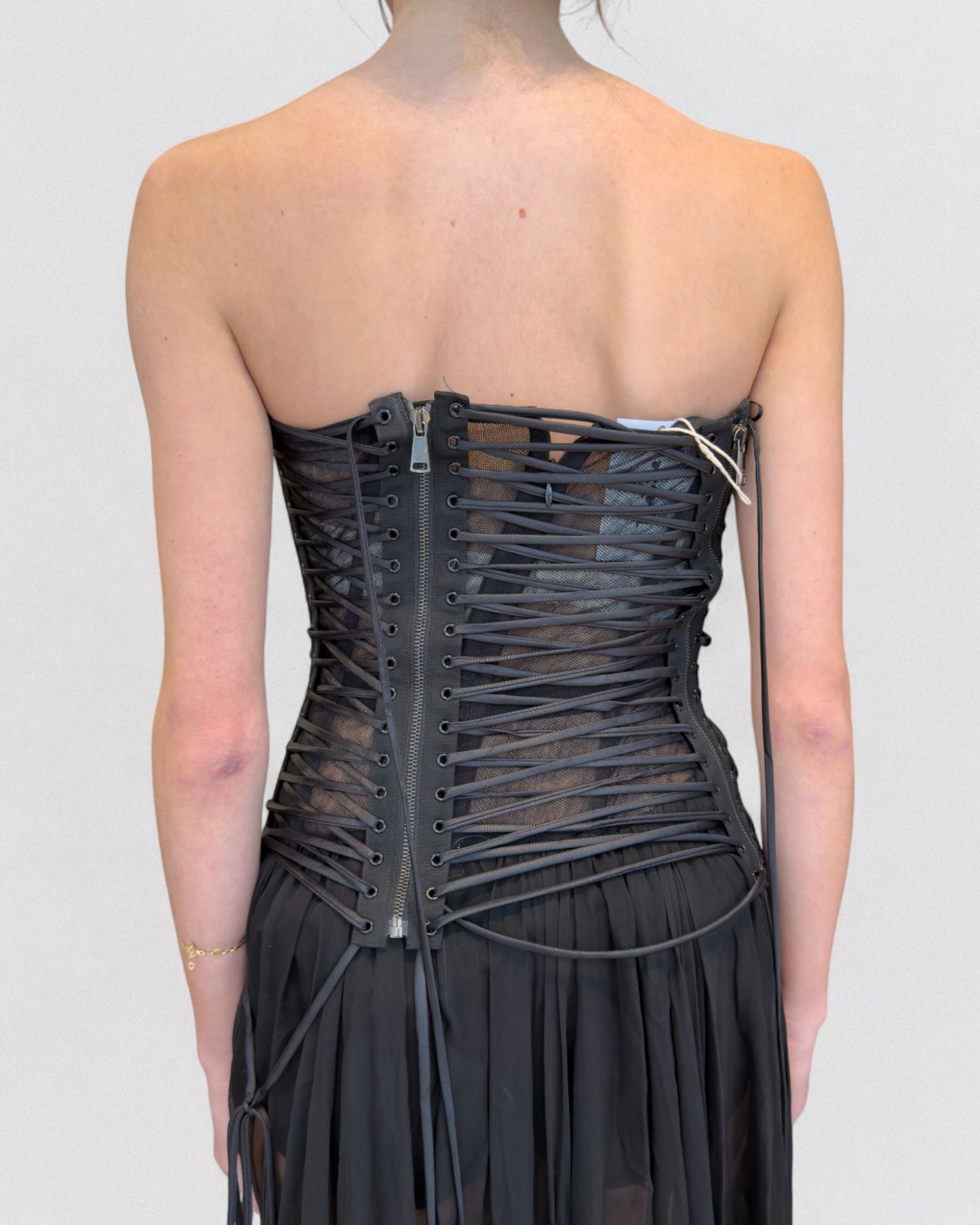 Dolce & Gabbana Spring 2018 Lace-Up Black Corset Dress