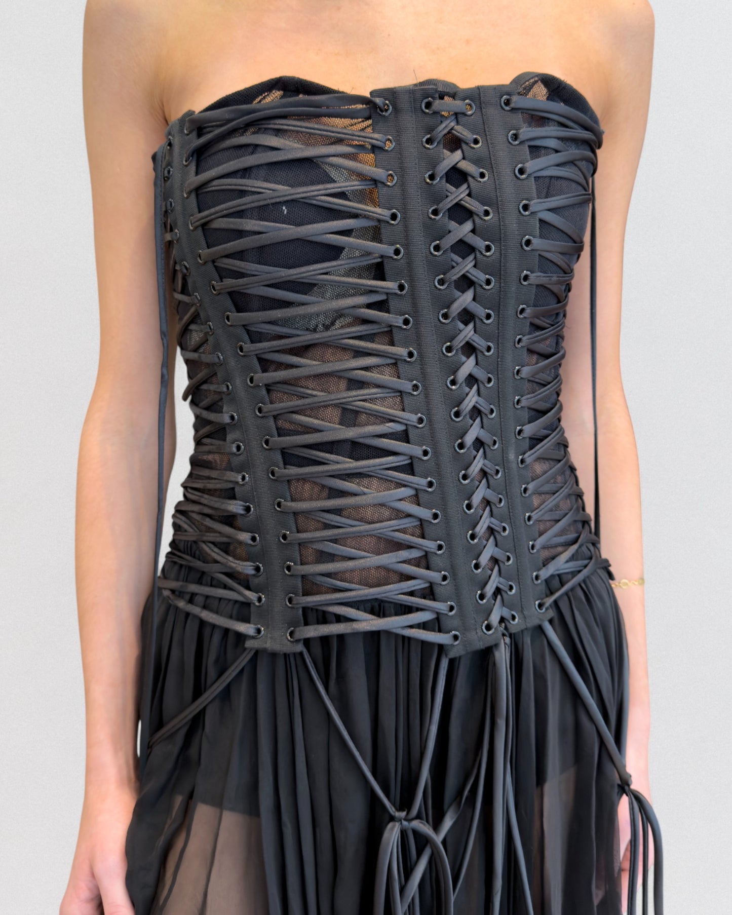 Dolce & Gabbana Spring 2018 Lace-Up Black Corset Dress