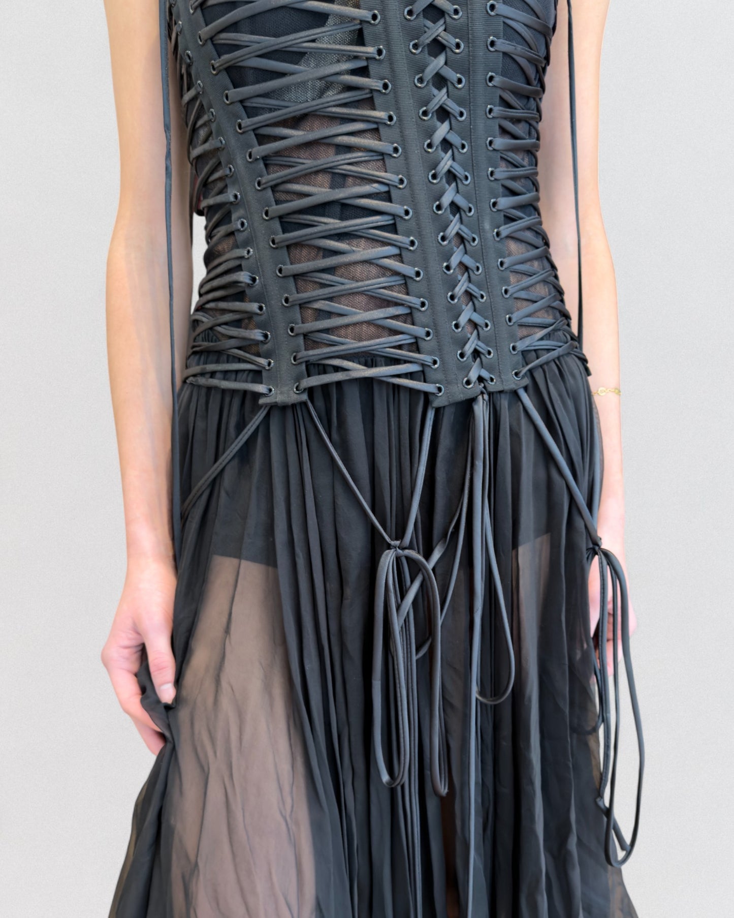 Dolce & Gabbana Spring 2018 Lace-Up Black Corset Dress