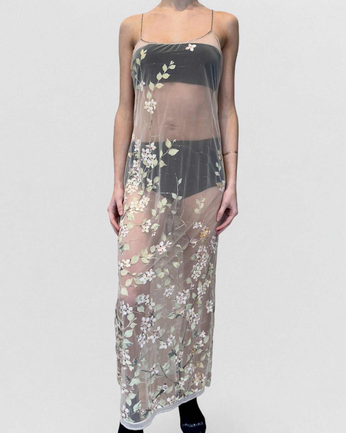 Roberto Cavalli Spring 1998 Sheer Floral Maxi Dress