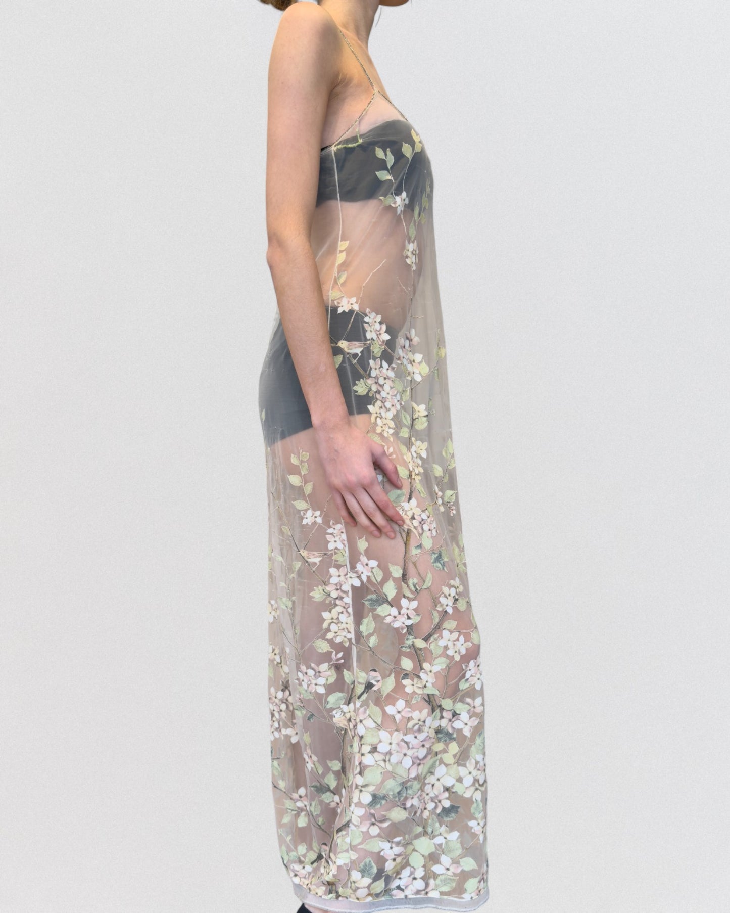 Roberto Cavalli Spring 1998 Sheer Floral Maxi Dress