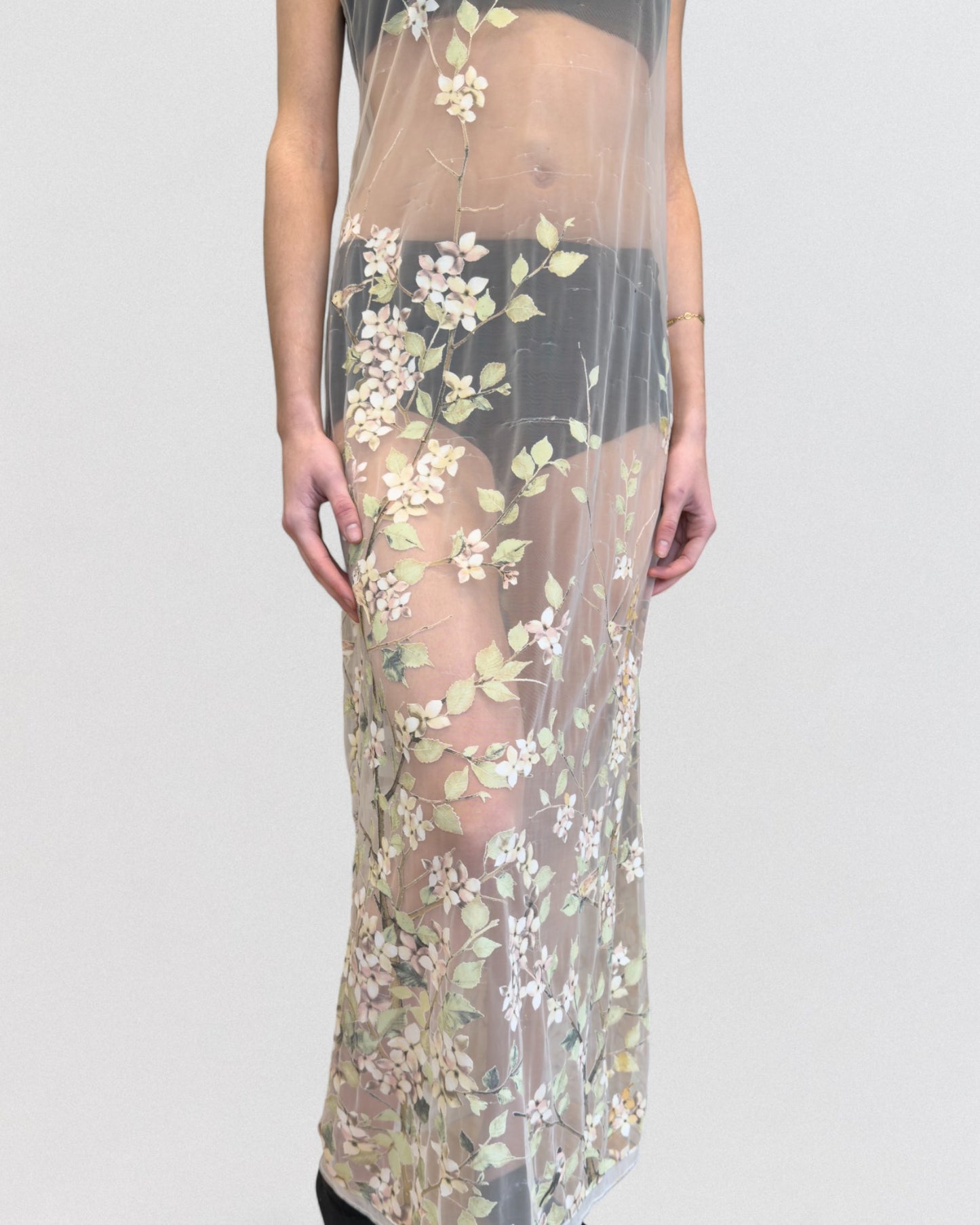 Roberto Cavalli Spring 1998 Sheer Floral Maxi Dress