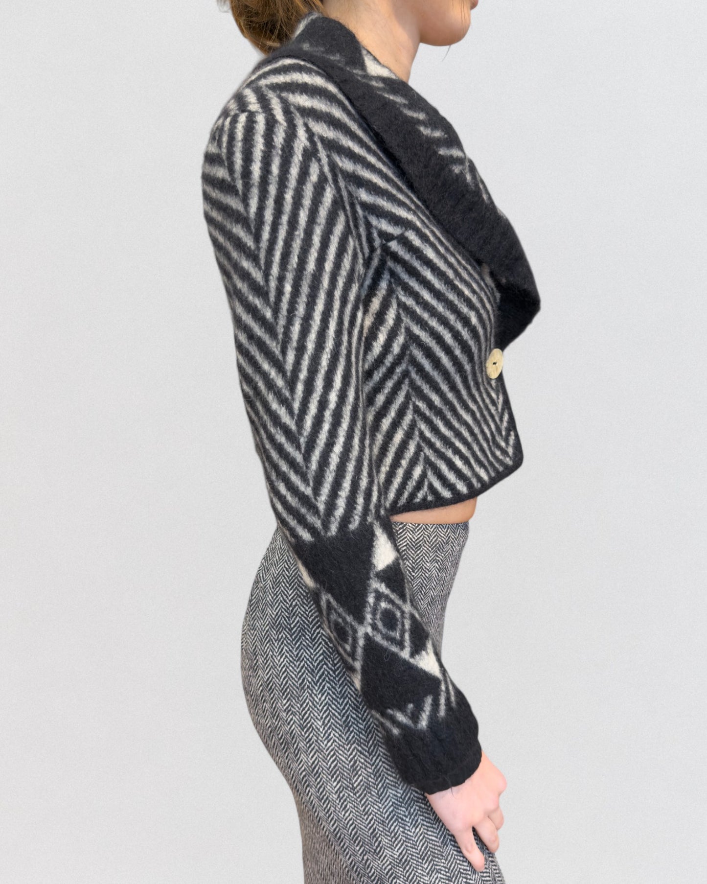 John Galliano Fall 1999 Mohair Angora Printed Jacket