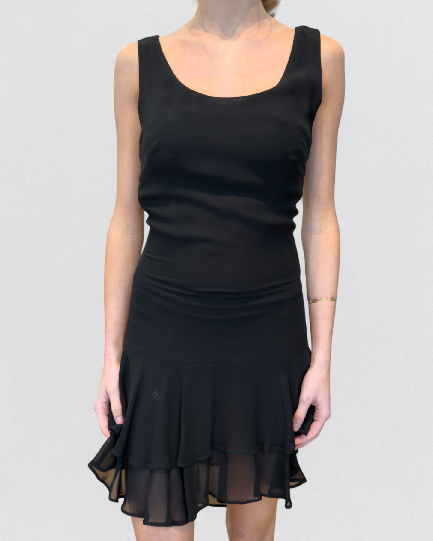 Dolce & Gabbana Spring 1994 Black Viscose Layered Mini Dress