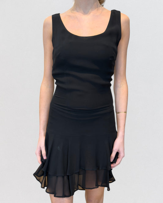 Dolce & Gabbana Spring 1994 Black Viscose Layered Mini Dress