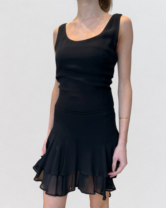 Dolce & Gabbana Spring 1994 Black Viscose Layered Mini Dress