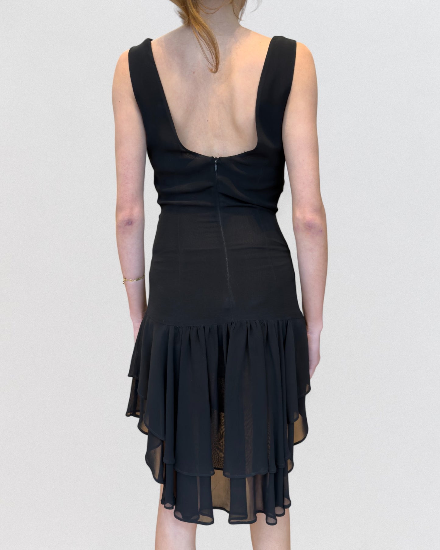 Dolce & Gabbana Spring 1994 Black Viscose Layered Mini Dress