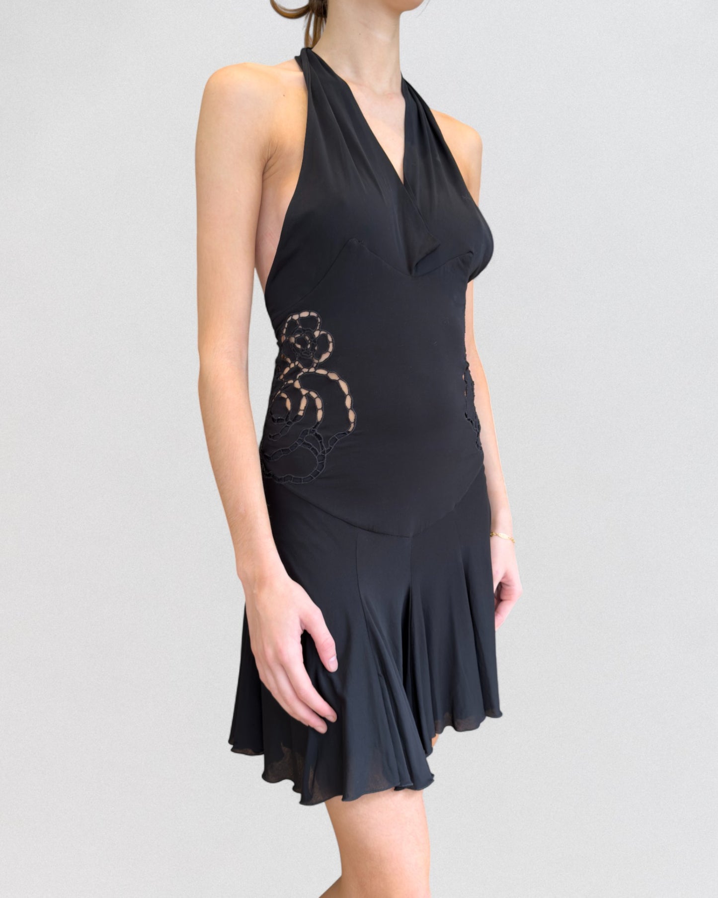 Roberto Cavalli Spring 2002 Open-Back Halterneck Mini Dress