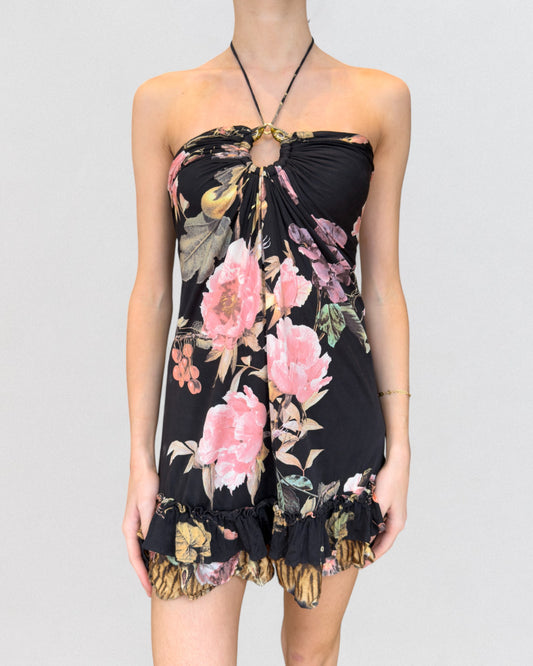 Roberto Cavalli Spring 2005 Floral Halterneck Mini Dress