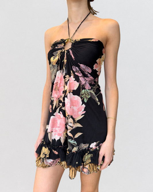 Roberto Cavalli Spring 2005 Floral Halterneck Mini Dress