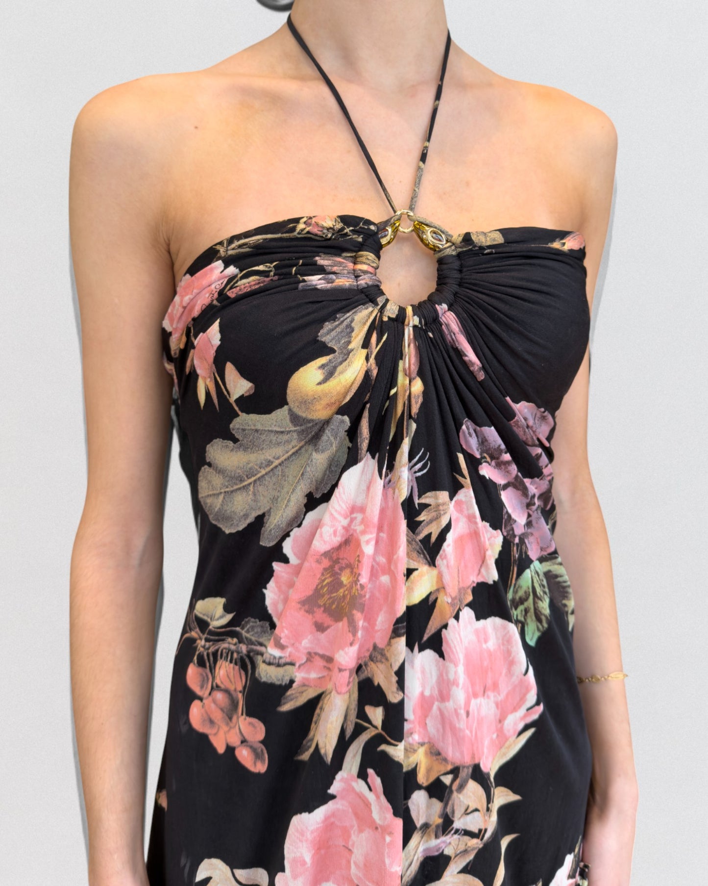 Roberto Cavalli Spring 2005 Floral Halterneck Mini Dress