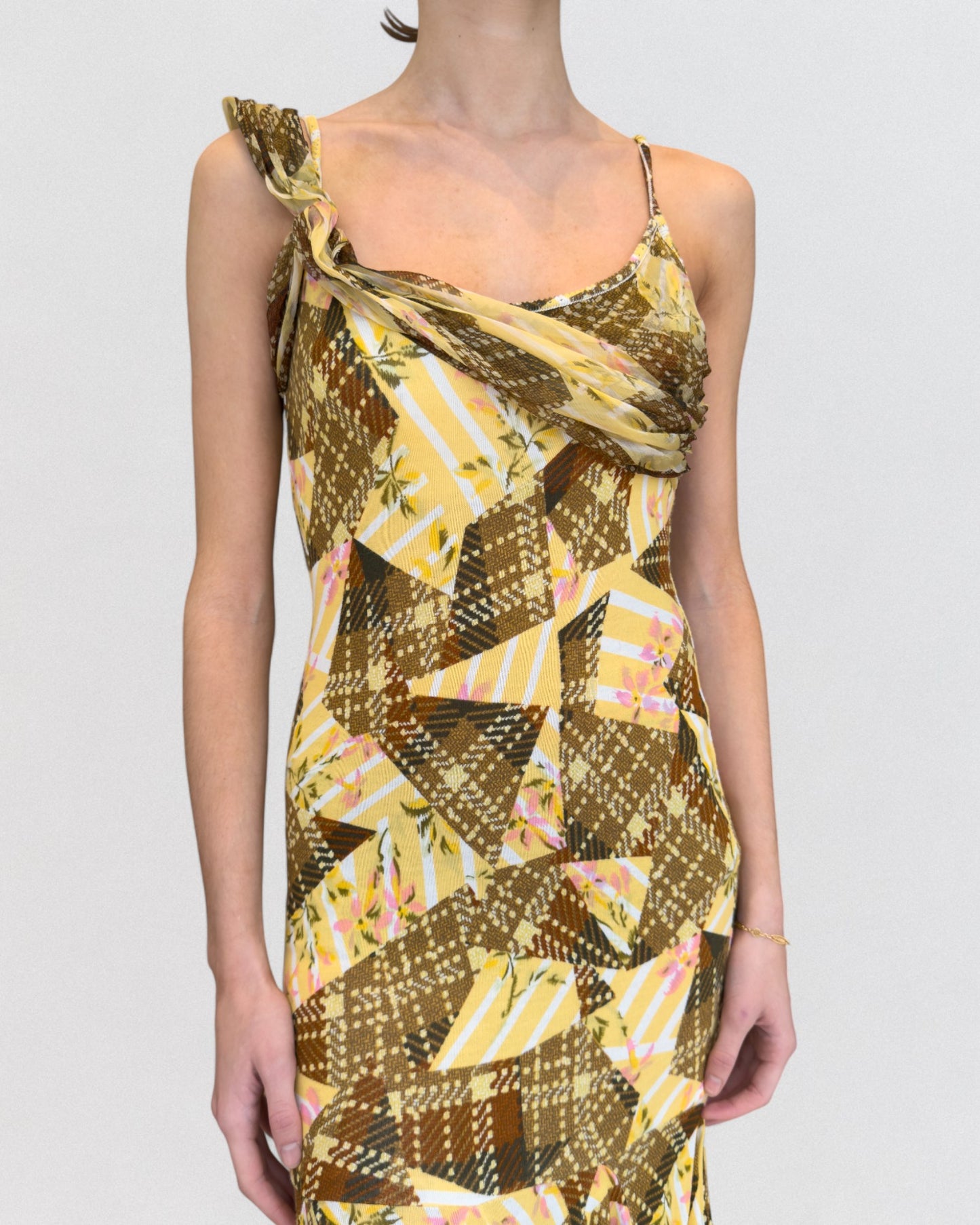 John Galliano Fall 2004 Asymmetric Printed Midi Dress