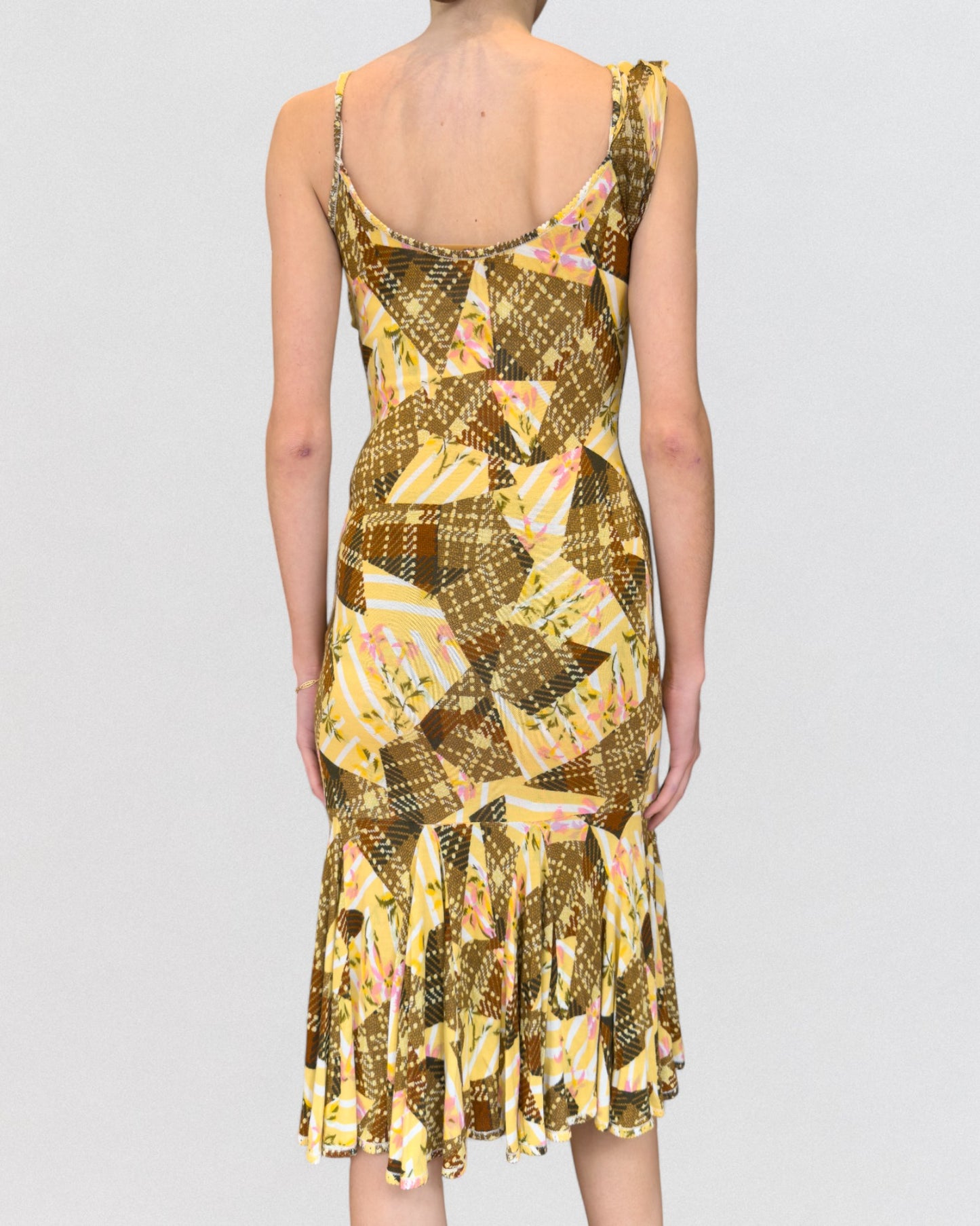 John Galliano Fall 2004 Asymmetric Printed Midi Dress
