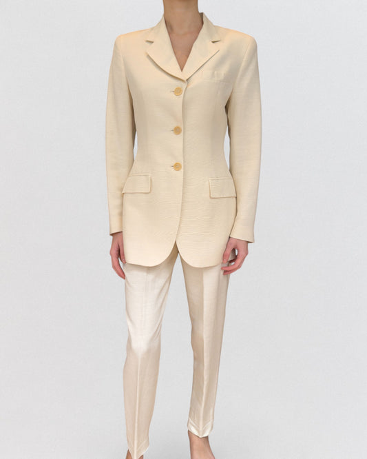 Documented Dolce & Gabbana Spring 1994 White Ivory Silk Suit