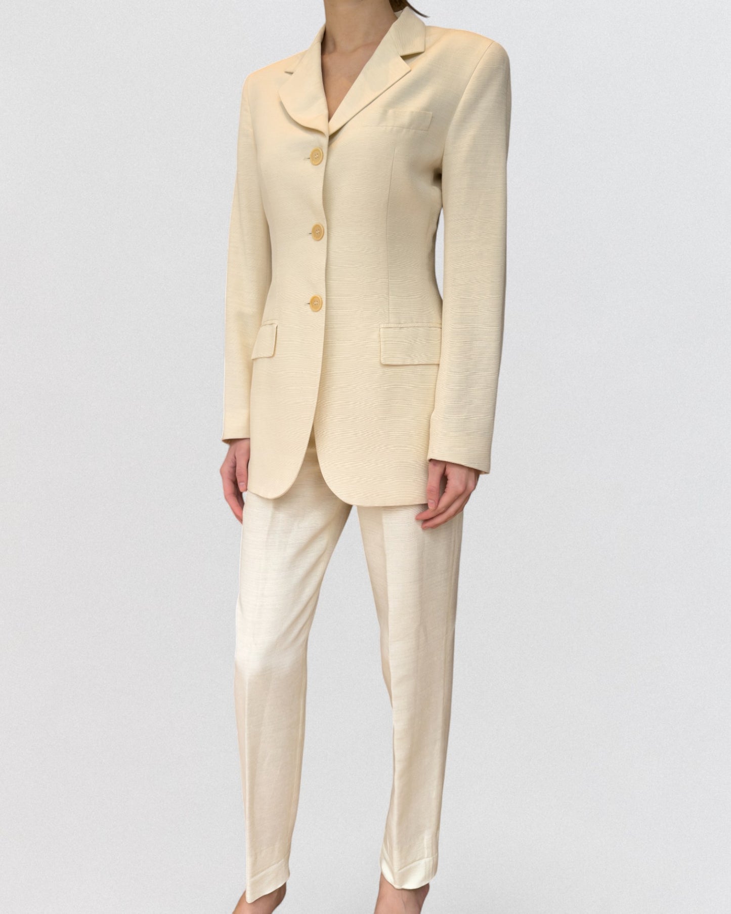 Documented Dolce & Gabbana Spring 1994 White Ivory Silk Suit